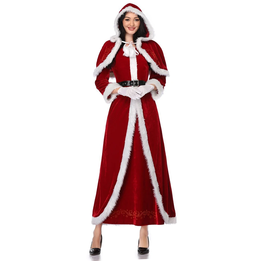 Для женщин рождественские Санта Клаус костюм Одежда Косплей Карнавальный костюм с длинным рукавом Костюм с рождественским рисунком для взрослых casa de papel disfraz