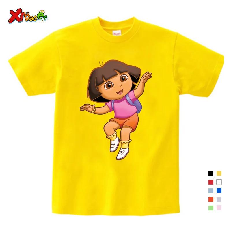 Рубашка для мальчиков и девочек детская летняя одежда из чистого хлопка футболки Забавные футболки удобные белые футболки для малышей с изображением Даши-путешественницы