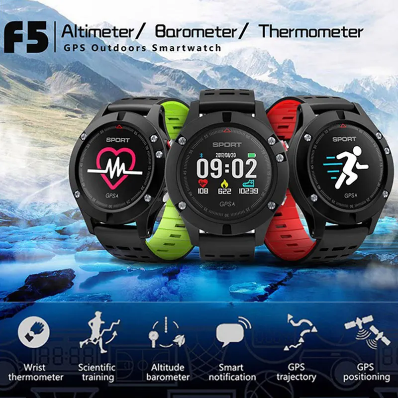  F5 GPS Smart Uhr Höhenmesser Barometer Thermometer Bluetooth 42 Smartwatch Tragbare geräte für iOS 