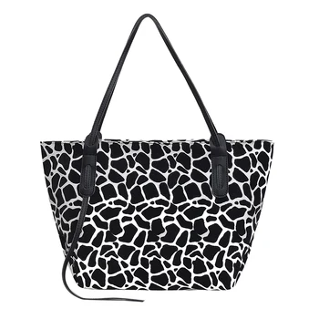 

Casual Shoulder Bags Women Large Capacity Tote Bags Fashion Print Street Handbag Lint Simple Zipper Daily Vintage Shopping Bag H