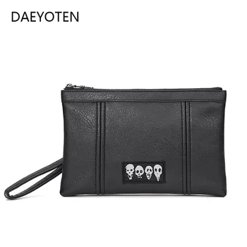 

DAEYOTEN New Fashion Handbags Skull Pattern Women Clutch Bag Business Casual Handbag Soft Leather Bags Clutches ZM0470