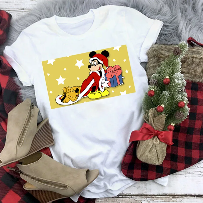 WT0231-White Рождественская футболка Для женщин T рубашки для мальчиков Модные Графический милый каваи Hipster футболка Micky женский Camiseta Mujer - Цвет: WT0231-White