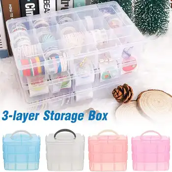 

3-Layers Storage Box Transparent PP Plastic Box Office Jewelry Accessories Box Parts Sorting Box Components Packaging Box