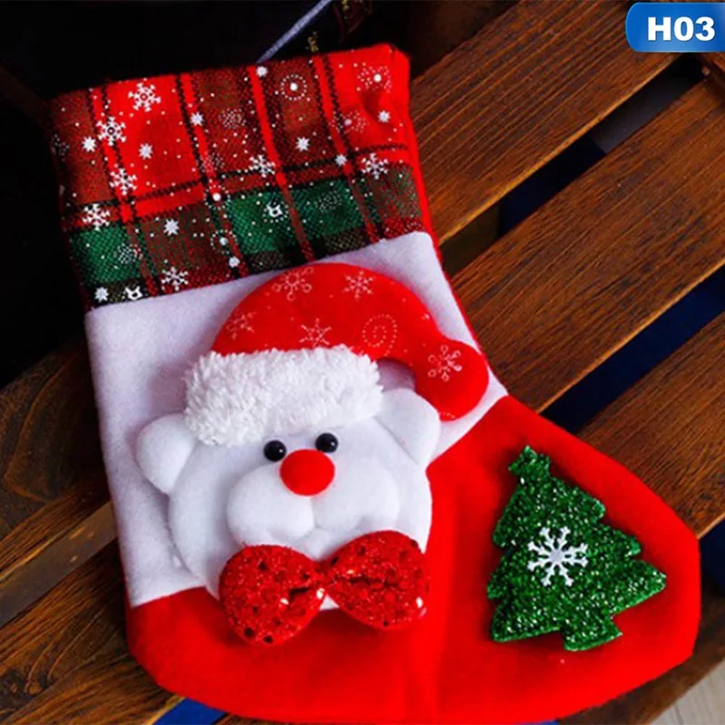 Christmas Stocking Mini Sock Santa Claus Candy Gift Bag Xmas Tree Hanging Decor - Цвет: 3