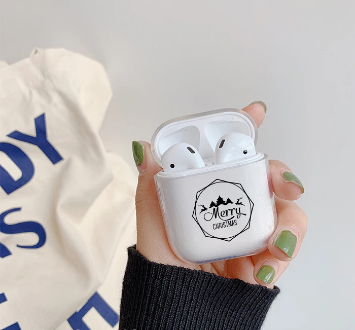 Чехол для наушников с рождественской елкой для Apple airpods, Модный чехол с изображением Санта Клауса Air Pods, прозрачный жесткий чехол