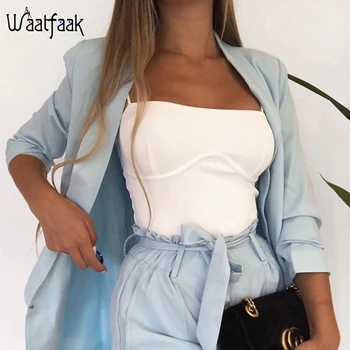 

Waatfaak Fitness Ribbed Casual Crop Top Women Slash Neck Sexy Backless Spaghetti Slim Summer Crop Tank 2020 Camisole Office