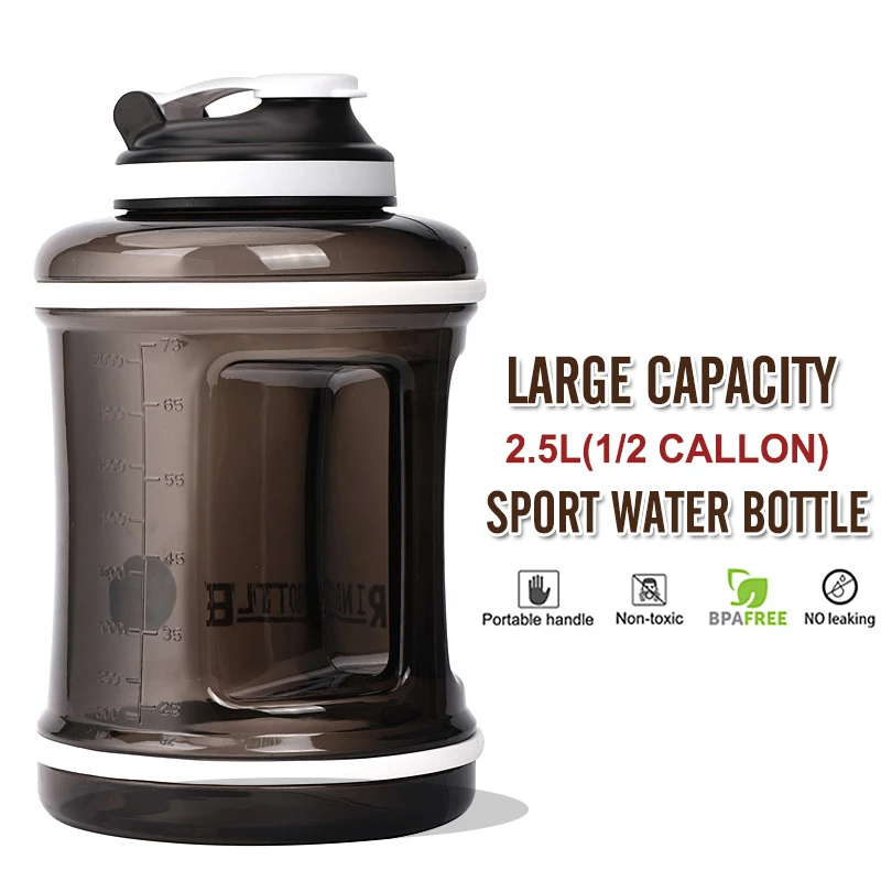 

Gym Waterbottle Large Capcity Sport Bottles 2.5L 1/2 Gallon BPA Free Shaker Protein Plastic Fitness Running Outdoor Water Kettle