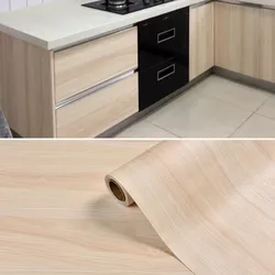 Yellow Pine Self Adhesive PVC Wallpaper Furniture Renovation Door Cabinet Sticker Peeling Film Kitchen Vinyl DIY Overlay Veneer