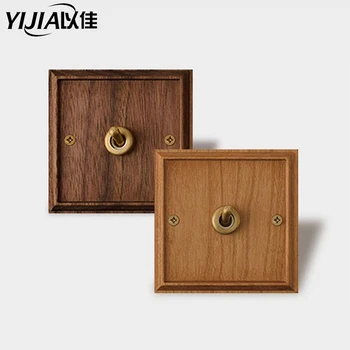 

Brass wall switch,220V 10A vintage toggle wallpad switch wood panel 1/2/3/4Gang 2Way brass wrench Switch Retro style LightSwitch