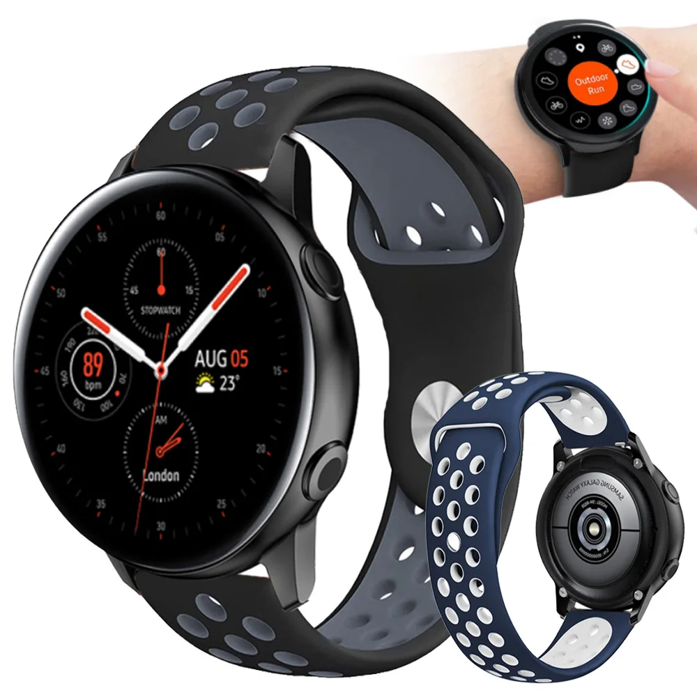Двухцветный ремешок для часов Samsung Galaxy Gear S2 S3 спортивный Active 2 42 46 мм Amazfit GTR 47 |