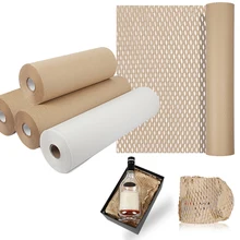 Rouleau de papier Kraft brun 10M, pour emballage de mouchoirs, pour mariage, fête d'anniversaire, artisanat d'art, emballage en papier nid d'abeille fait à la main