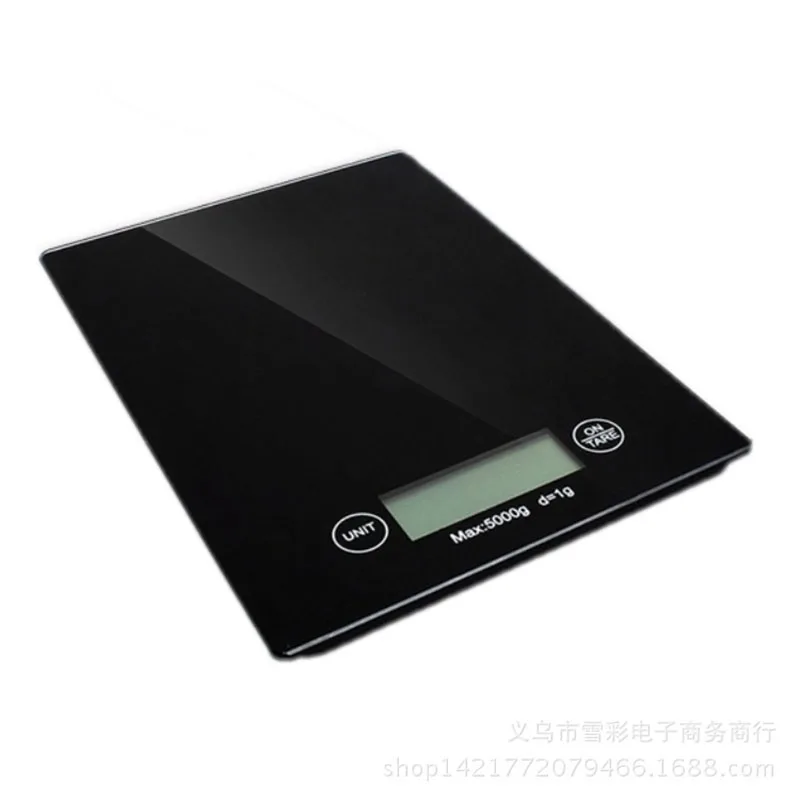 5 кг цифровые кухонные весы электронные весы для еды 1 г/фунты/унции кухонные весы для измерения веса для выпечки приготовления пищи функция тары хорошая - Цвет: Черный
