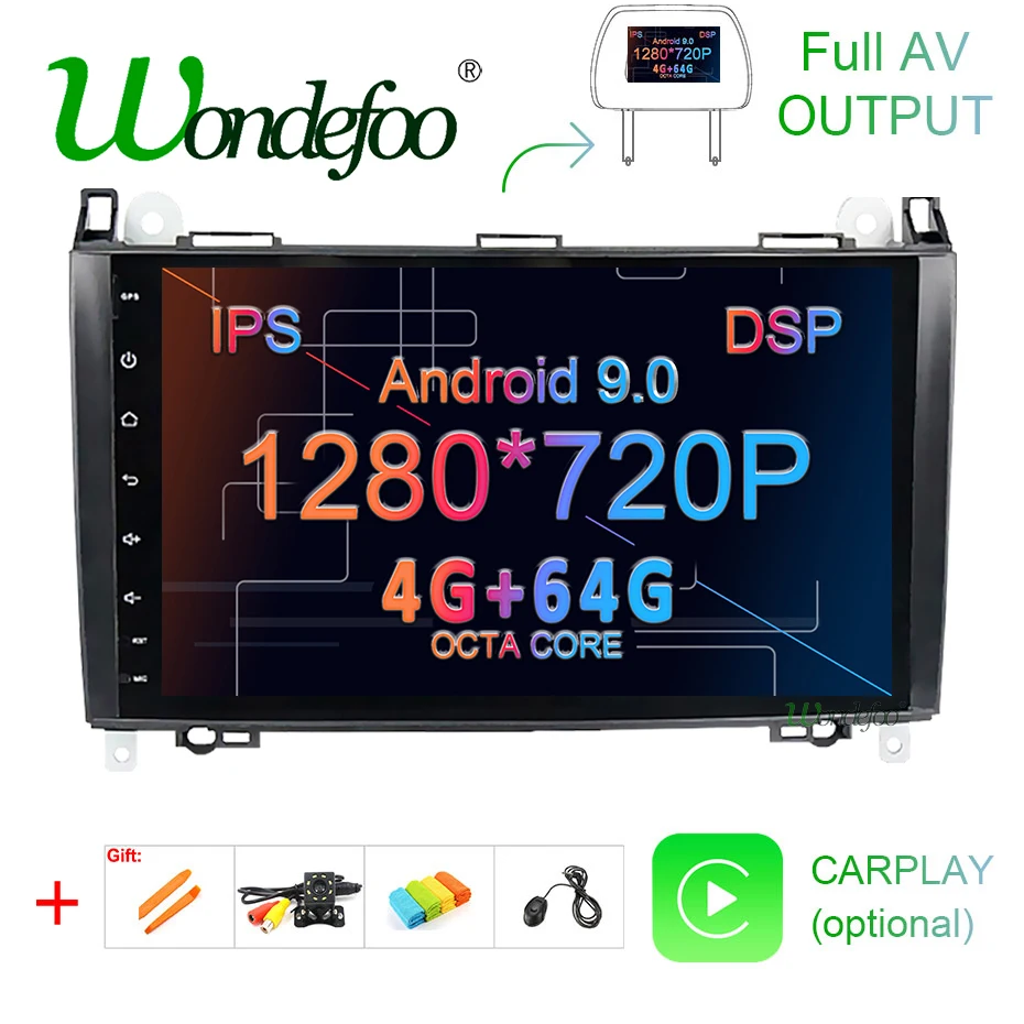 " DSP ips Android 9,0 4G 64G Автомобильный gps для Mercedes Benz Sprinter B200 b-класс W245 B170 W209 W169 A180 A160 W906 радио без dvd