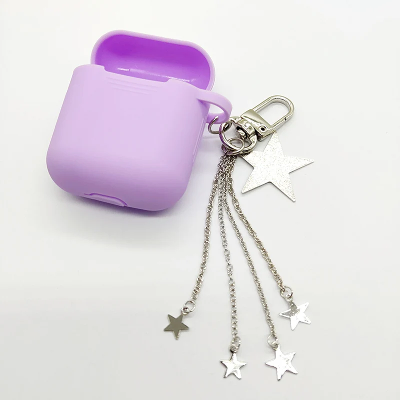 Light Purple Милый жемчужный декоративный силиконовый чехол для Apple Airpods 2, чехол, аксессуары, Bluetooth наушники, коробка, крышка, беспроводные наушники, сумка, брелок - Цвет: Light Purple