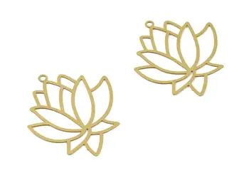 

Raw Brass Lotus Earring Charms - Lotus Necklace Pendant - Necklace Findings - 6Pcs/Lot - 37.35x39.34x0.29mm - JJB5406