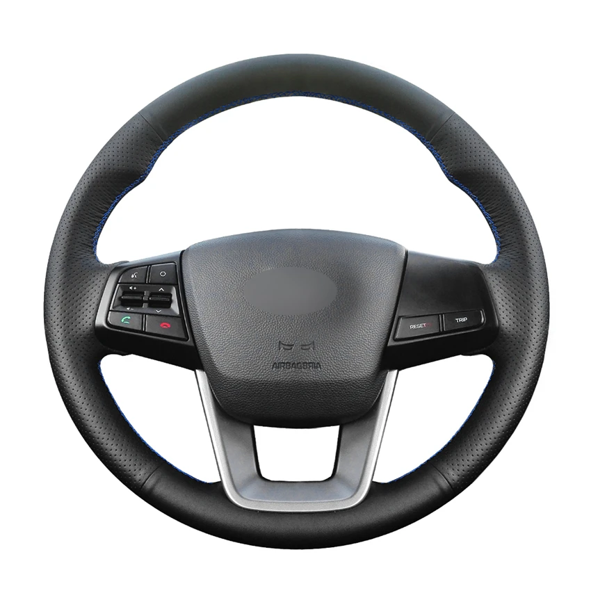 

Hand-stitched Black PU Artificial Leather Car Steering Wheel Cover for Hyundai ix25 2014-2016 Creta 2016 2017