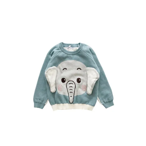 blue with scarf Tonytaobaby/Новинка; вязаные свитера с рисунком животных для мальчиков и девочек с шарфом; сезон осень-зима; свитер для маленьких девочек; детские свитера - Цвет: blue with scarf