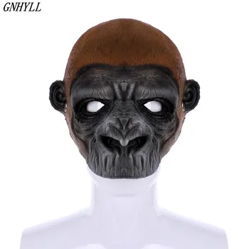 

GNHYLL Halloween Carnival Party Mascara 3D Simian Animal Head Face Cosplay Realistic Monkey Black Baboon Orangutan Mask