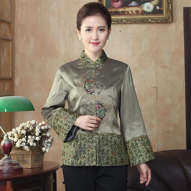 green jacket Модное ретро Женское пальто с цветочной вышивкой, повседневная Восточная куртка, Женская Повседневная Осенняя верхняя одежда, пальто, женская одежда 4XL - Цвет: green jacket