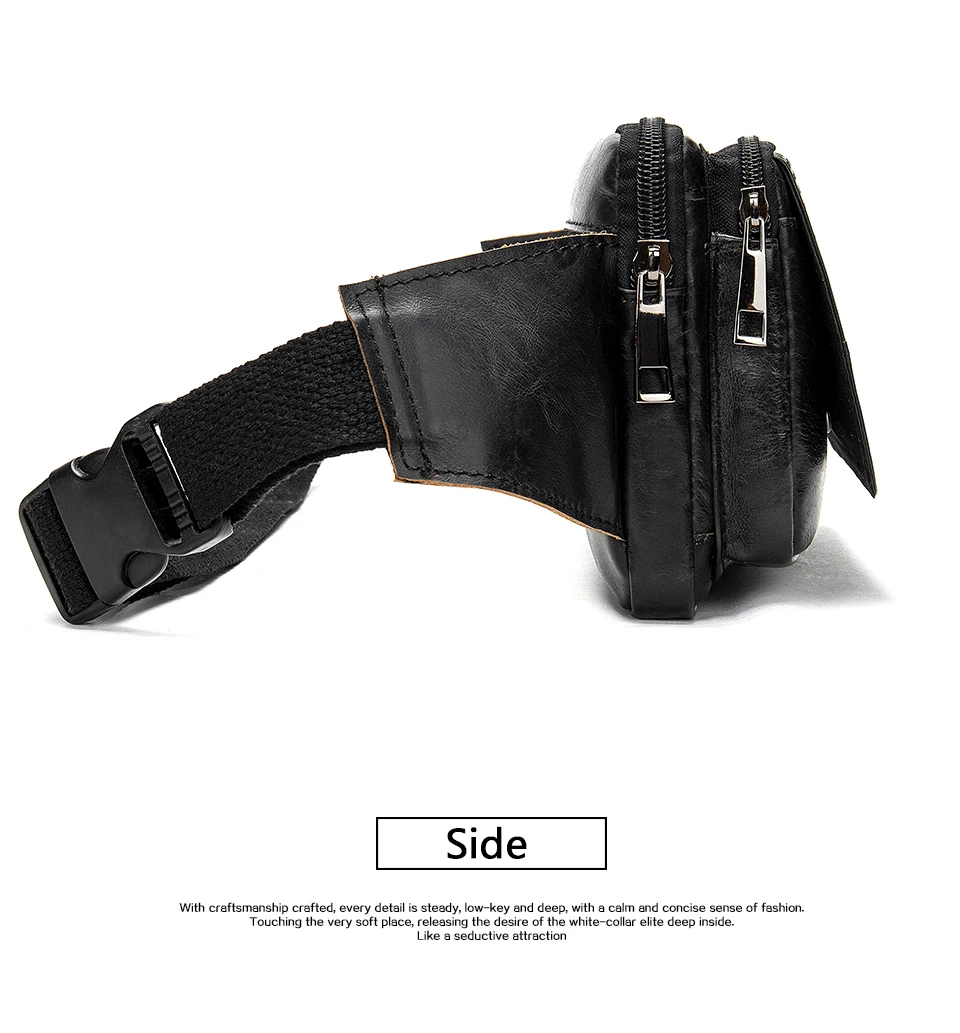 Waist Bag Leather Genuine Men Fanny Pack Money Belt Bag Phone Pouch Bags for Men Small Male Travel Waist Chest Pack 27
