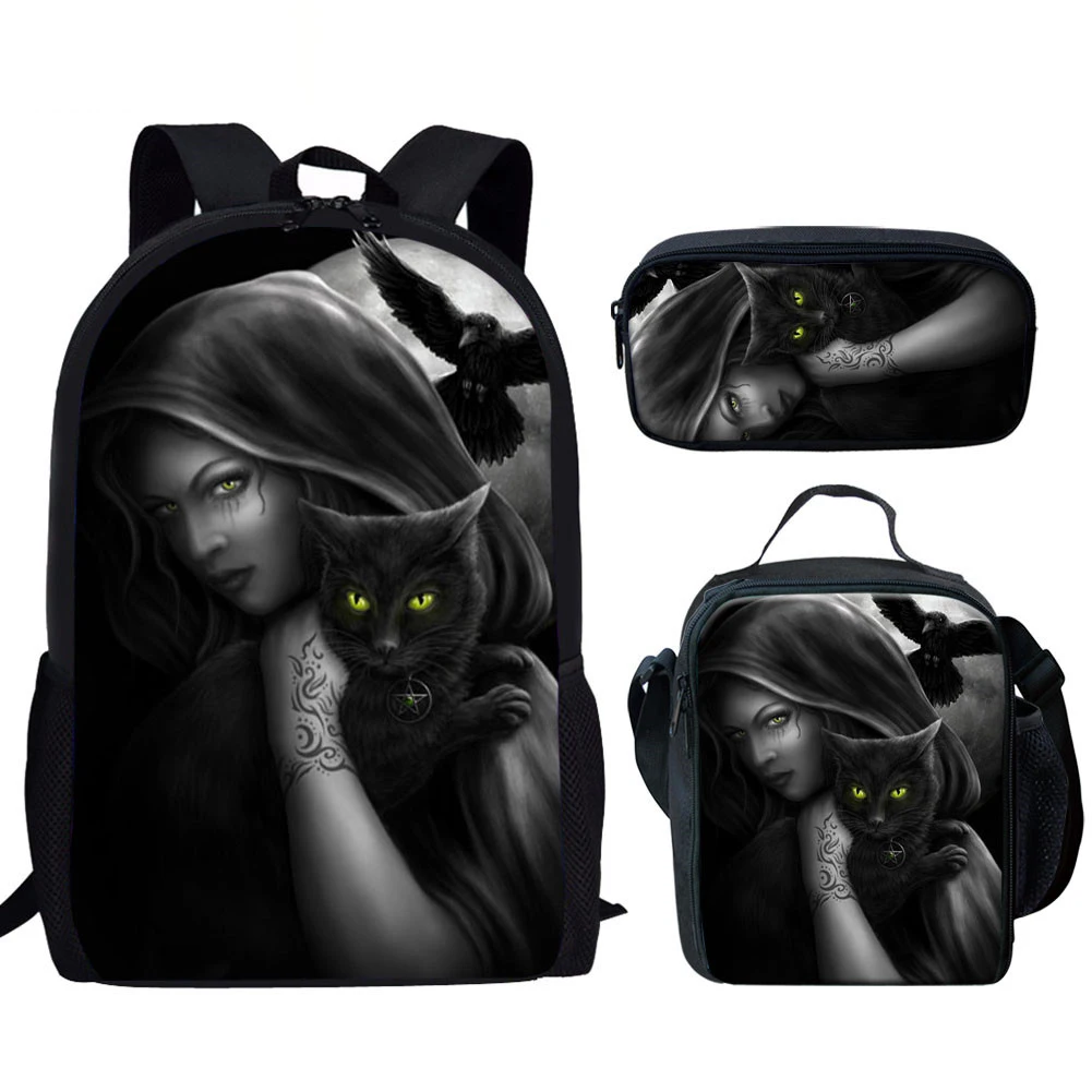 3-pz-set-stampa-sacchetti-di-scuola-terrore-zaino-gatto-nero-adolescenti-strega-corvo-nylon-bookbag-zaino-casual