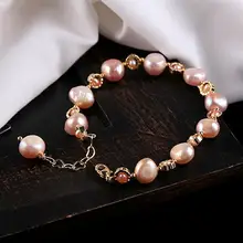 Модный Регулируемый браслет ручной работы из натурального пресноводного жемчуга в стиле барокко для женщин, хорошее ювелирное изделие, длина 20 см