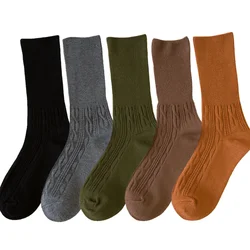 5 Pairs/ Lot Women's Socks New Fashion Solid Color High Quality Cotton Socks Middle Tube Casual Breathable Long Socks Women Cute