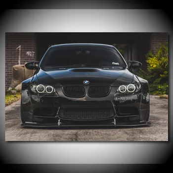 

Canvas Hd Prints Pictures Wall Art Painting Home Decor Modular BMW Tuning Black Car Front View Poster No Framed For Living Room