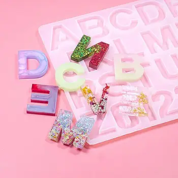 

1 Set Crystal Epoxy Resin Mold Alphabet Number Pendant Casting Silicone Mould A2UA