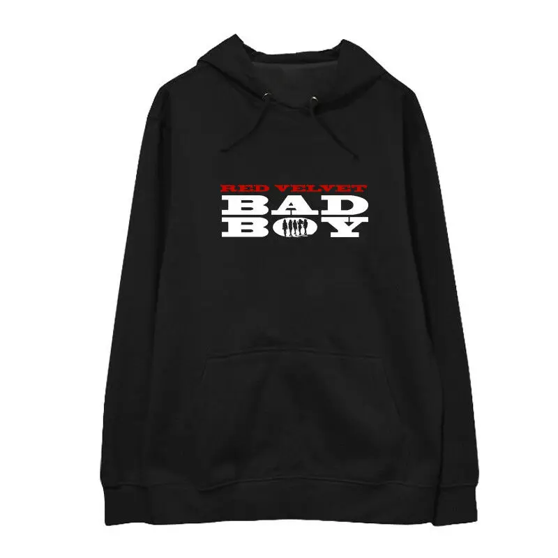 Красная бархатная Толстовка в стиле поп с надписью «Bad boy»; пуловер Wendy Joy SeulGi; Повседневная Толстовка - Цвет: Black2 for thickened