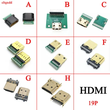

1X HDMI 19Pin Female Male Plug Connector Gold-plating HDMI Test Socket Jack HDMI repair replacement Soldering PCB board DIY part
