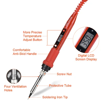 

220V 80W LCD Electric Soldering Iron Adjustable Temperature Tool with Soldering Iron Tips ALI88
