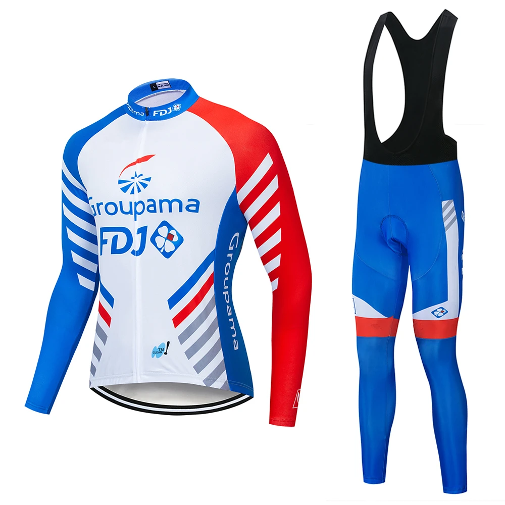 

2019 pro team groupama FDJ cycling jersey kits long sleeve Ropa Ciclismo quick-dry MTB bike clothing 9D GEL pad sets