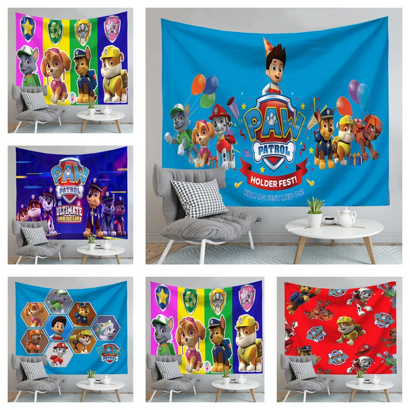 Paw Patrol Background Wall Chase Marshall Everest Covering Home Decoration Blanket Tapestry Bedroom Hanging Birthday Gift | Игрушки и