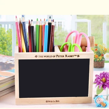 

Wooden Desktop Storage Box Office Tabletop Sundries Organization eco-friendly Stationery Box Pen Holder with Blackboard