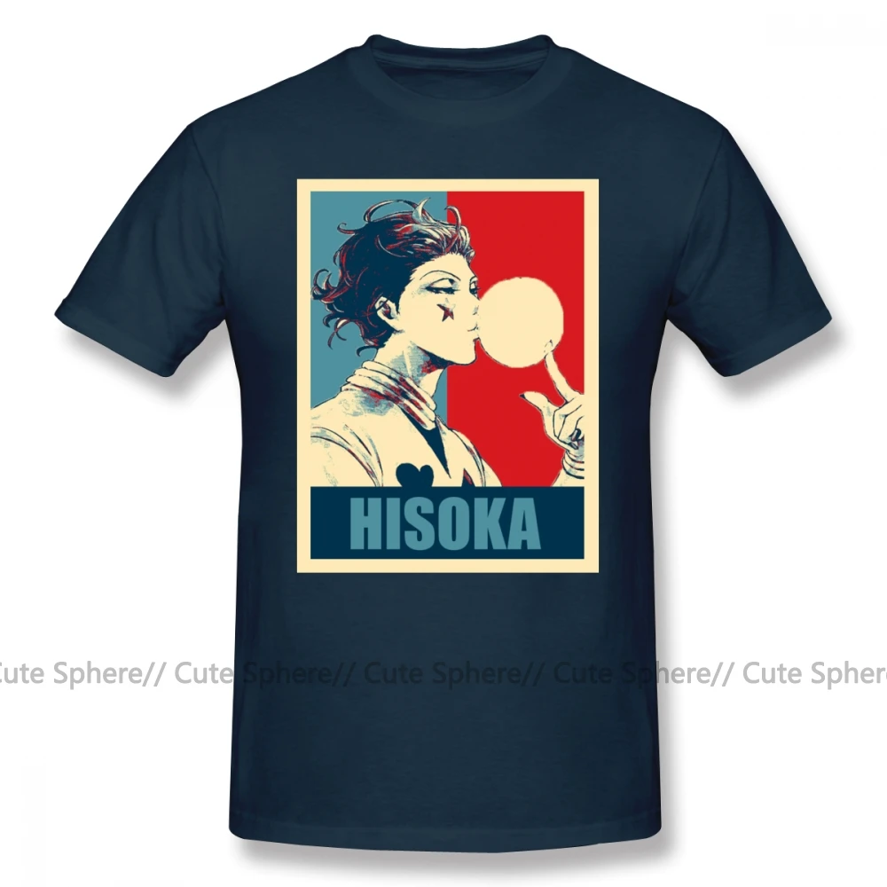 Hisoka футболка HxH Hisoka футболка смешная 100 хлопковая Футболка Большая мужская повседневная футболка с коротким рукавом и принтом - Цвет: Navy Blue