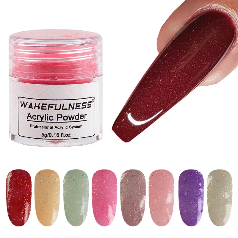WAKEFULNESS, цветной Блестящий акриловый порошок для кристаллов, полигель для маникюра, блестящие, дизайн ногтей, резная пудра