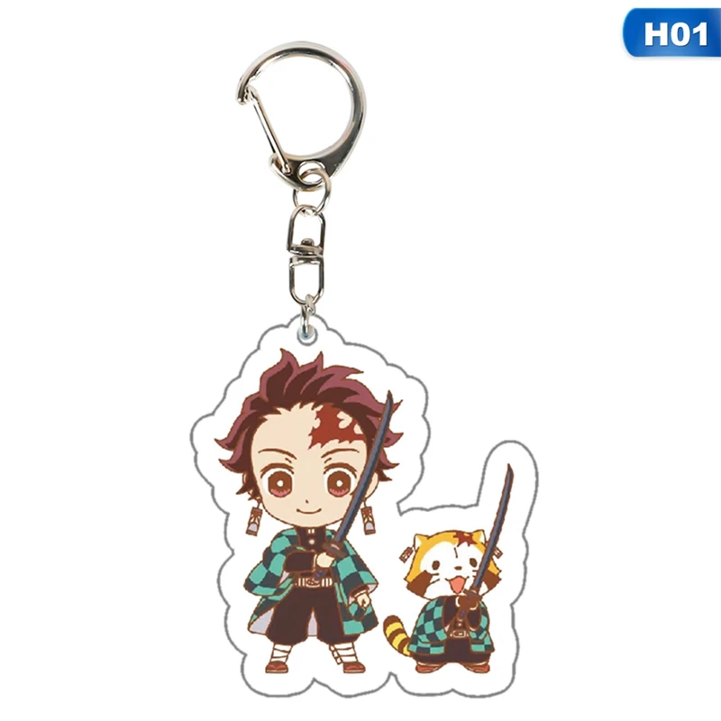 Аниме Demon Slayer Kimetsu No Yaiba брелок Kamado Nezuko Kamado-Tanjirou Agatsuma Zenitsu Hashibira Inosuke PVC милый брелок для ключей - Цвет: 01