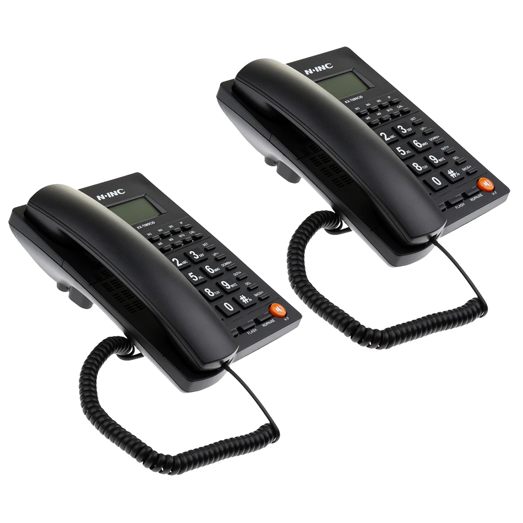 2Piece Corded Phone Landline Telephone with Speaker, Caller ID,Redial Callback Black