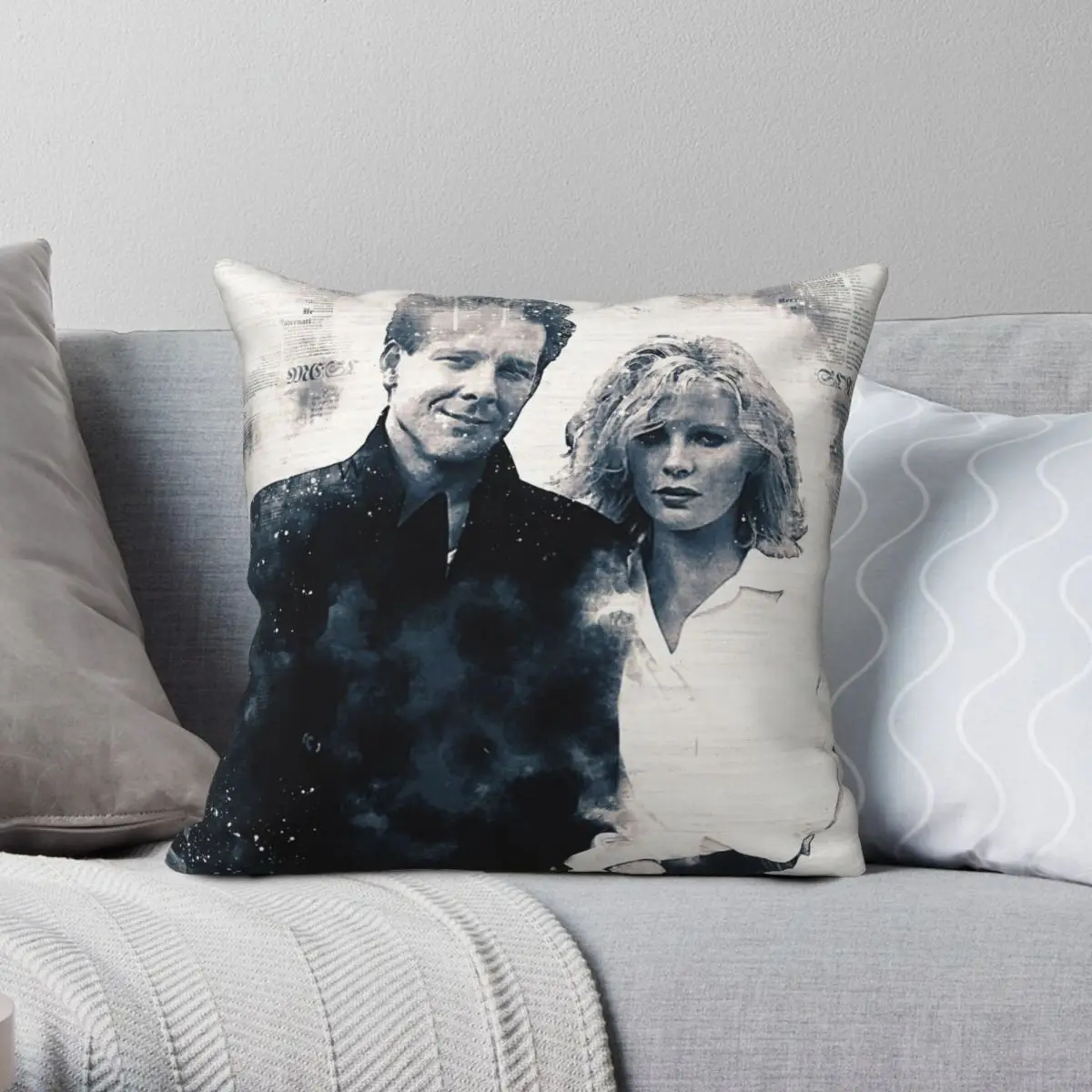 

Romantic Couple Square Pillowcase Polyester Linen Velvet Creative Zip Decor Home Cushion Cover 18"