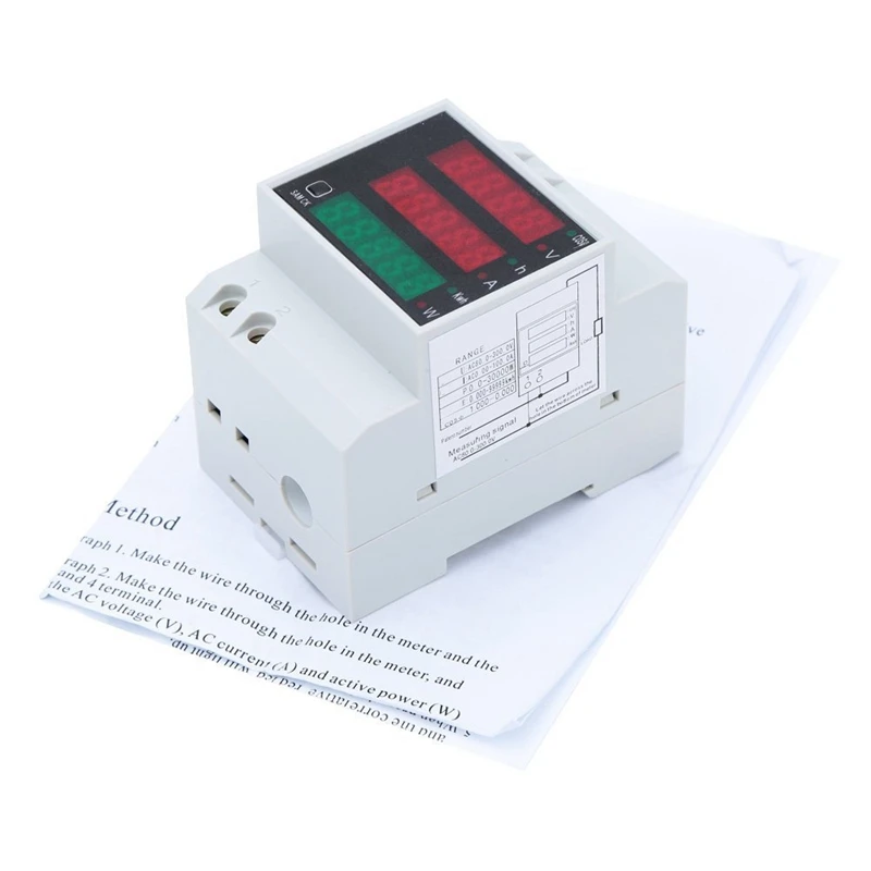 100A AC80-300 V Цифровой Многофункциональный din-рейка вольтметр белый коэффициент мощности