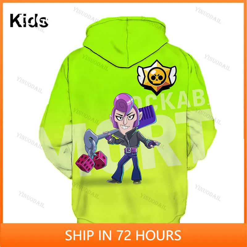 

MORTIS Brawling Cartoon Tops Teen Clothes POCO Shelly 8 To 19 Years Kids Sweatshirt Shooter Game Leon 3D Hoodie Boys Girls