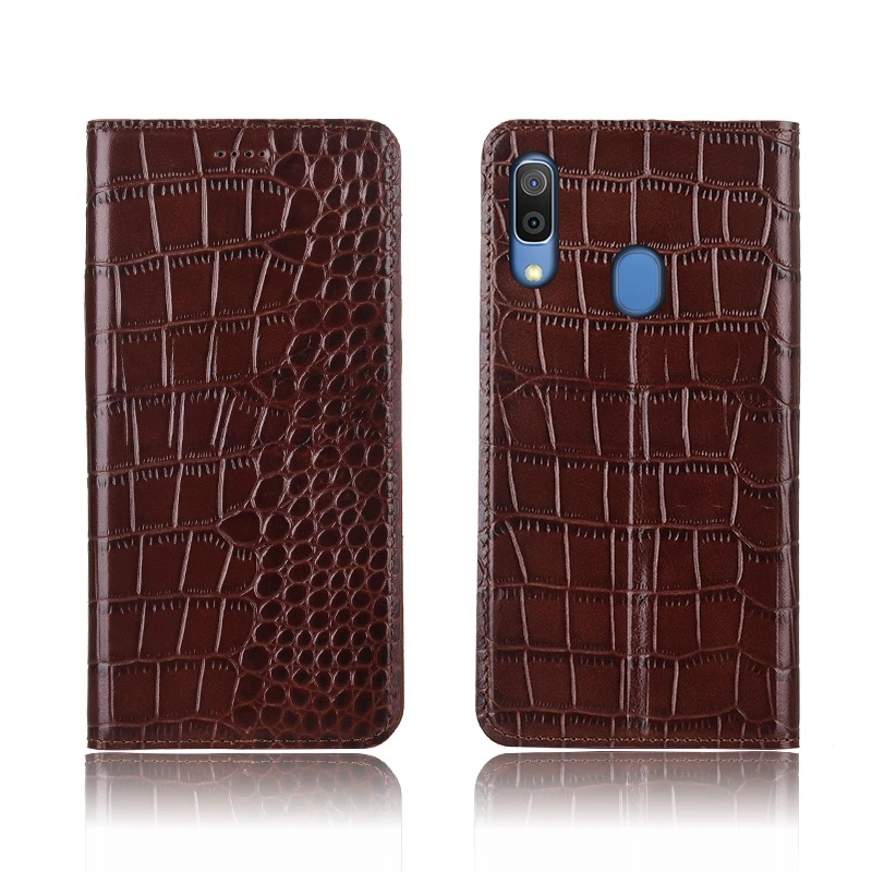 

Crocodile pattern genuine leather card slot holder case for Samsung Galaxy A30/Samsung Galaxy A40 holster cover case coque capa