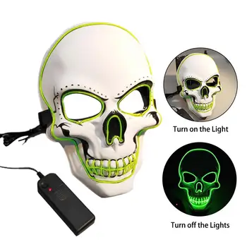 

EL Glowing Mask Horror Ghost Head Luminous Fluorescent Mask for Costume Party Cosplay Performances Halloween Parties