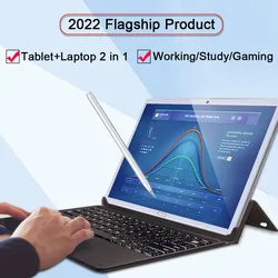 Tablette Android Portable 2 en 1 pour réseau 4G, fonctionne avec 10.8 pouces, GPS, clavier, caméra 13mp 