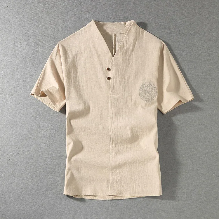 Men's Clothing Large Size Home Husband 2021 New Summer Suit Linen t-shirt Fashion Male Set Chinese Style 8XL 9XL plus Two Pieces 4