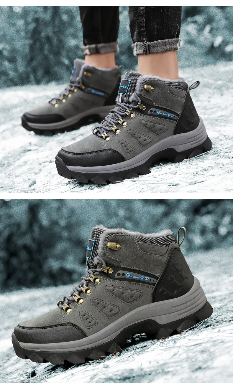 Большие размеры 47; мужские кроссовки; горные ботинки; походная обувь; уличные водонепроницаемые ботинки из натуральной кожи для охоты; Мужская обувь для альпинизма средней высоты
