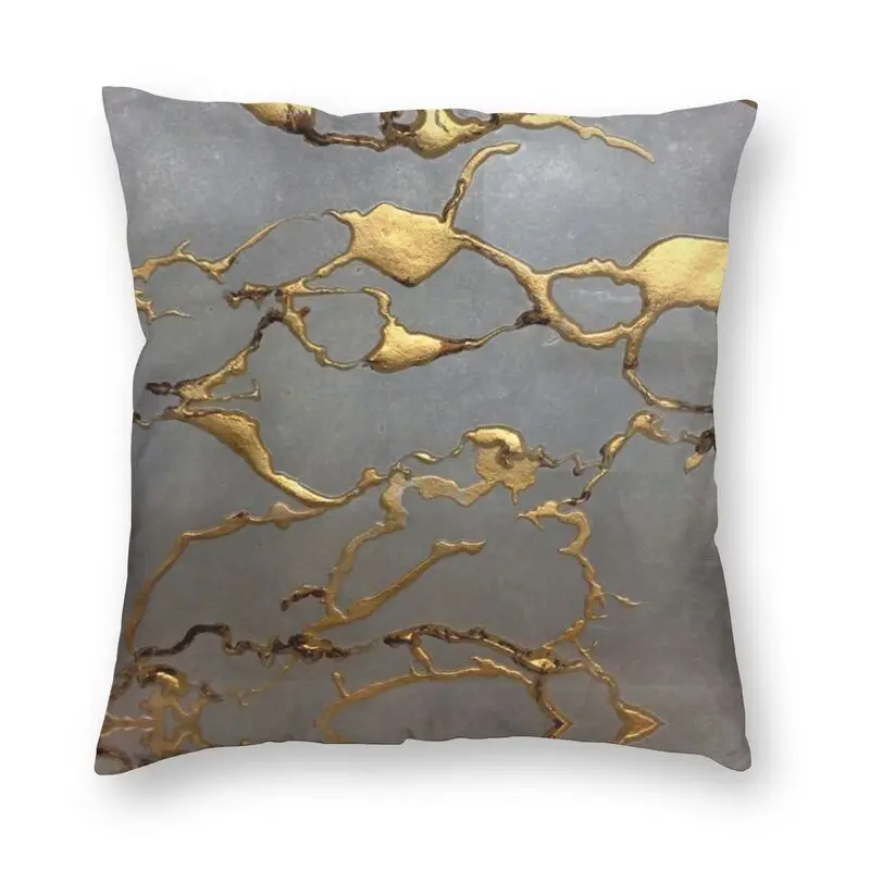 Funda De Cojín Para Sala De Estar, Funda De Almohada Con Textura De Cuero Dorado De Imitación, A La Moda, Con Estilo, Kintsugi, 40X40