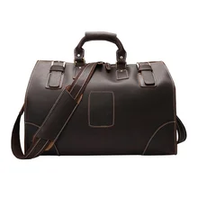 Мужская кожаная дорожная сумка Crazy Horse темно-коричневая Большая вместительная мужская дорожная сумка из воловьей кожи для путешествий, дорожная сумка для путешествий, ручная кладь