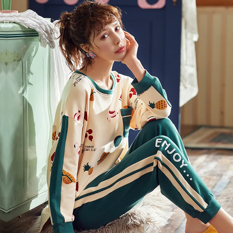 

Pajamas Female Spring Autumn And Winter Pure Cotton Long Sleeve Thin Korean-style Loose-Fit Sweet Cute Summer Days Cotton Homewe